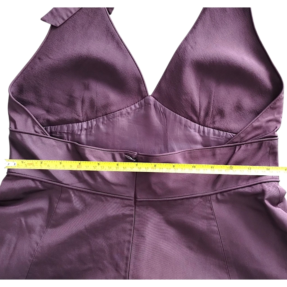 J.Crew 2006 100% Silk Halter Fit & Flare Midi Dress Purple Y2K 10 - Picture 8 of 9